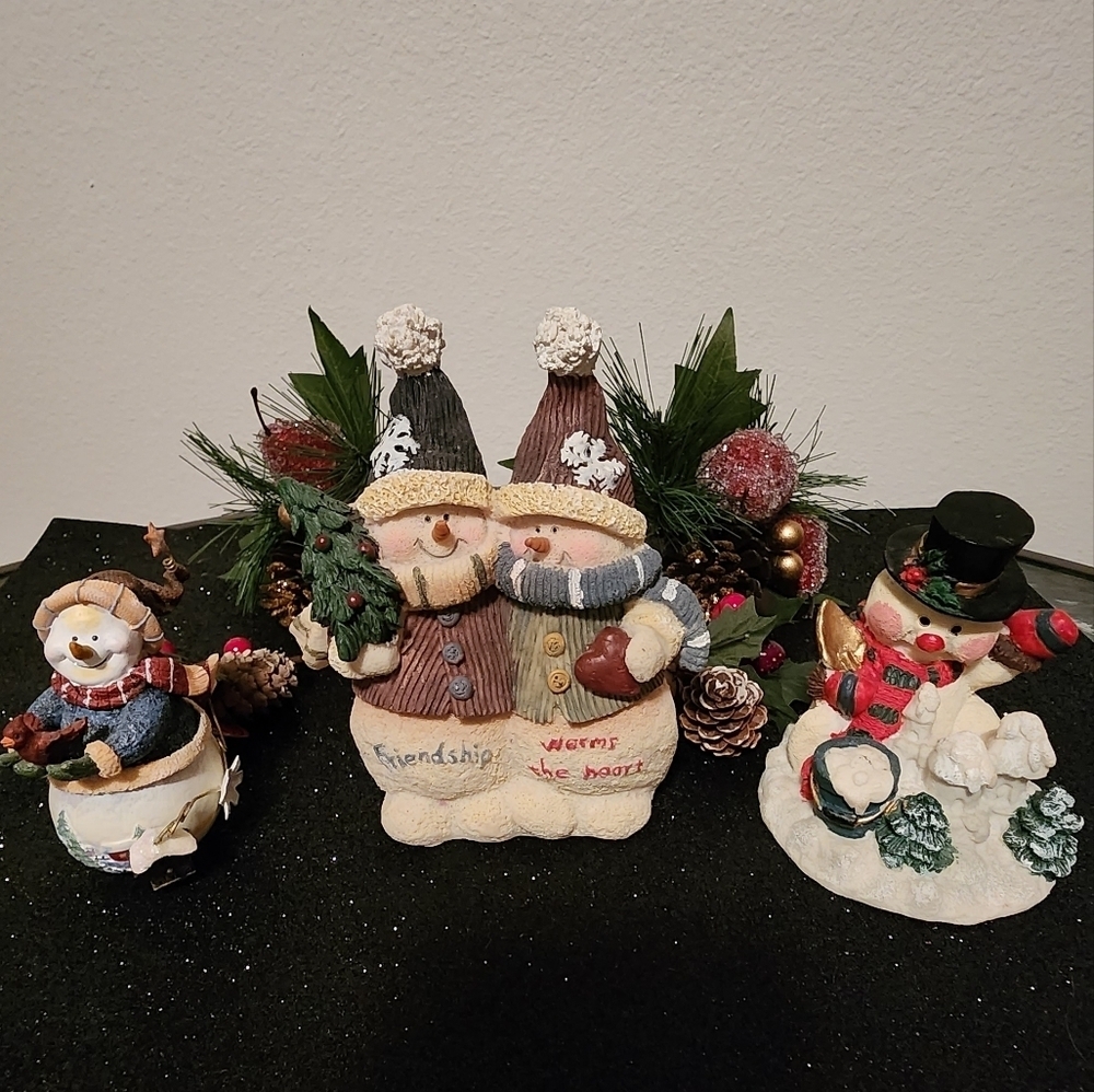 Windsor Collection Snowman, Home Interior Snowman & Friendship Couple Figurines